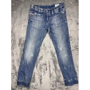 Diesel Joyze 008GH Mens Distressed Blue Denim Jogger Jeans Made in Italy W28 L34